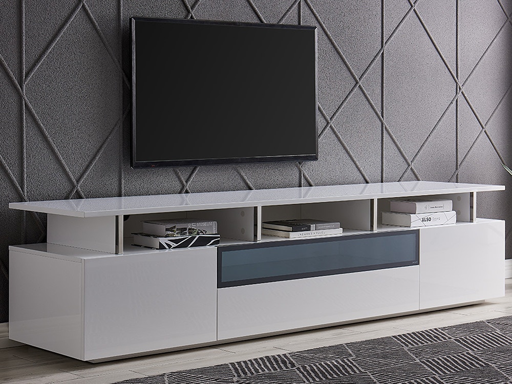 White gloss and online glass tv unit